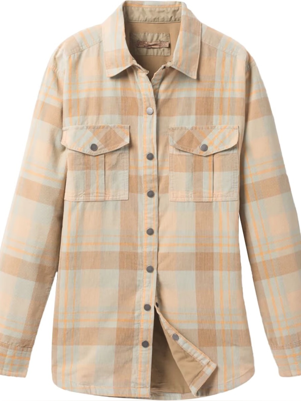 prAna Women's Plaid Corduroy Long Sleeve Snap-Front Shacket XS Soft Lined Hiking
